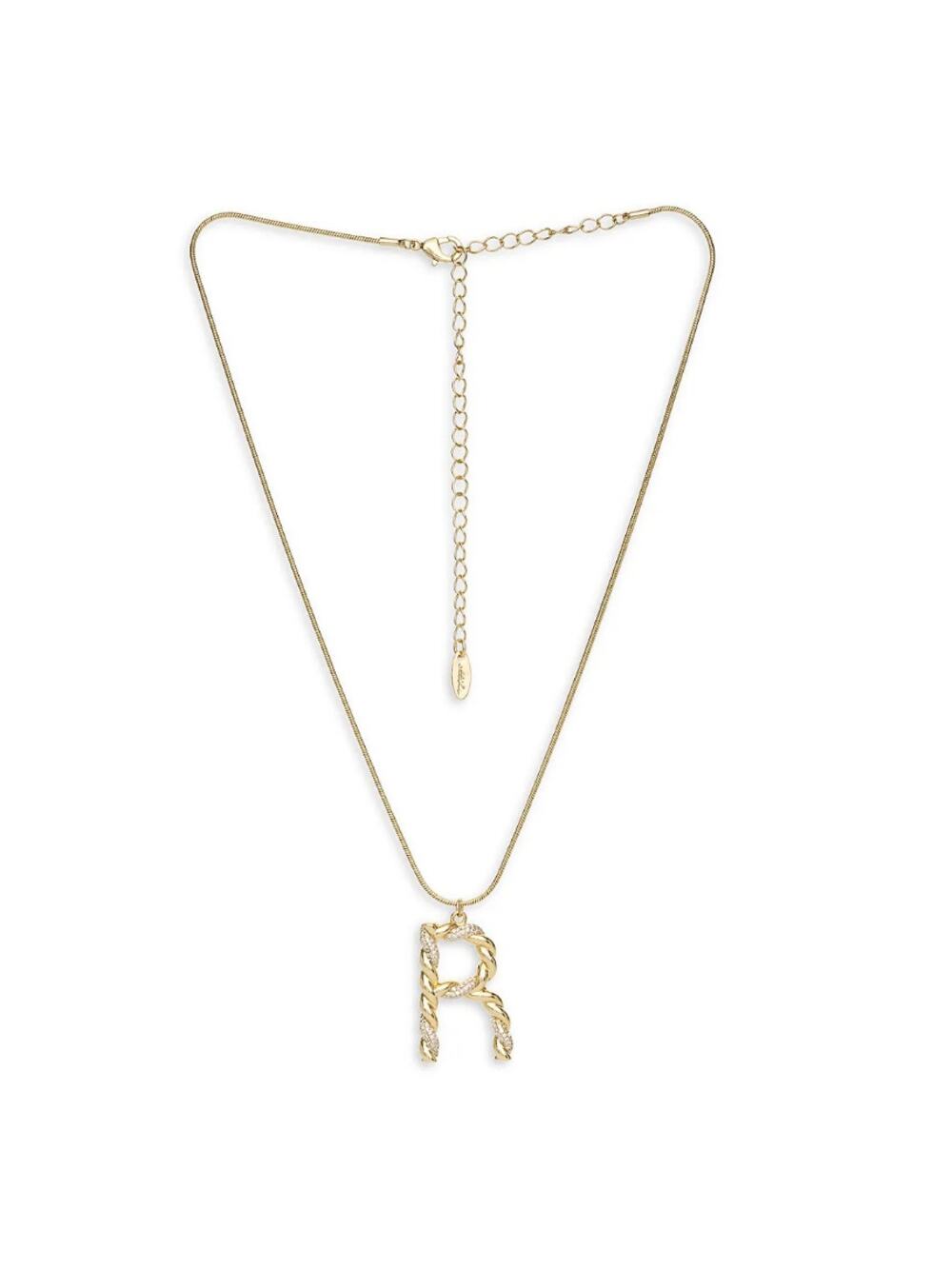 NEW ETTIKA REVOLVE 18K Goldplated Twisted Crystal Initial Pendant Necklace R